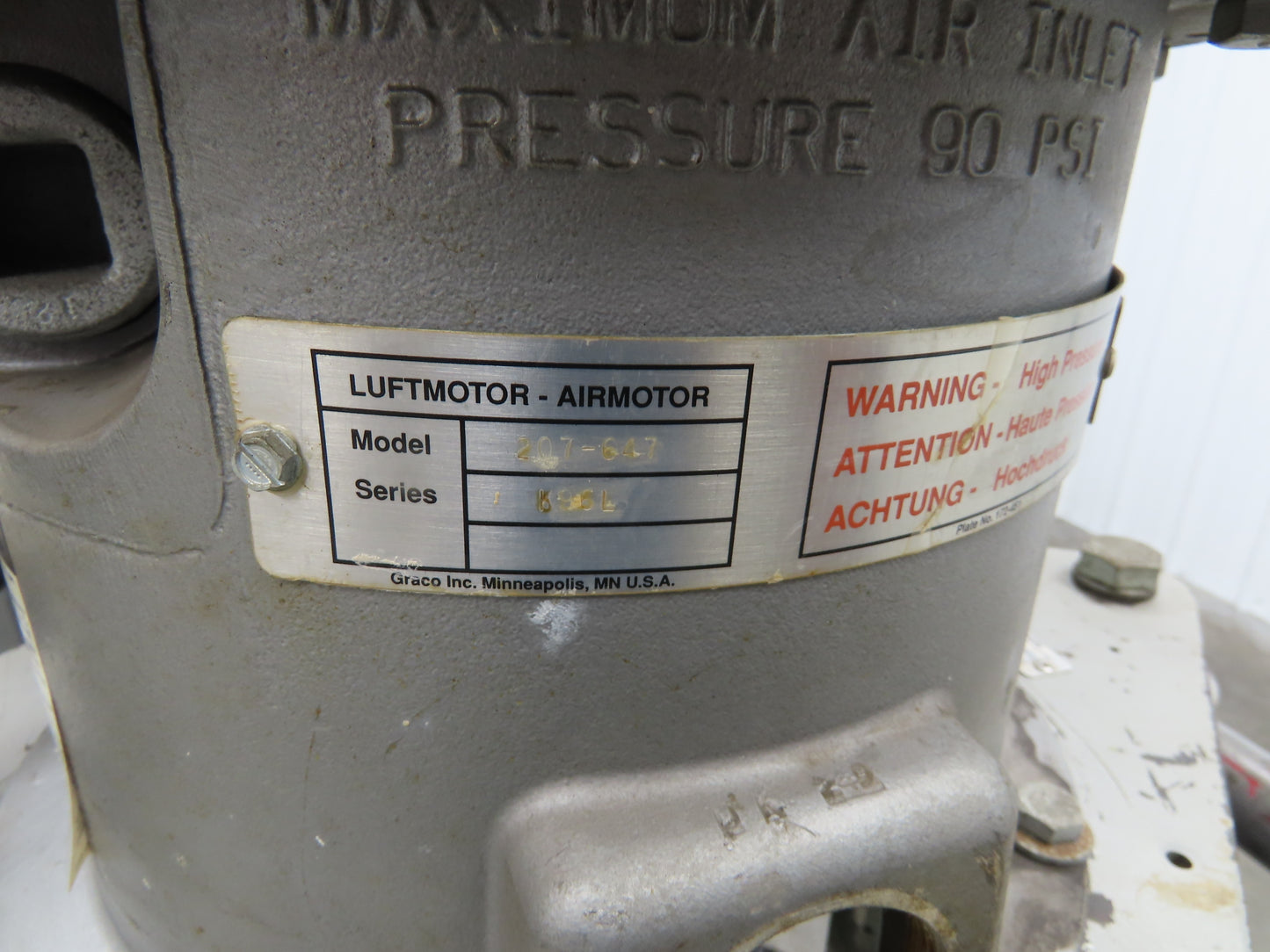 Graco 241086 Pneumatic Extrusion Pump 5 Gal Pail Lifter Unloader *Read