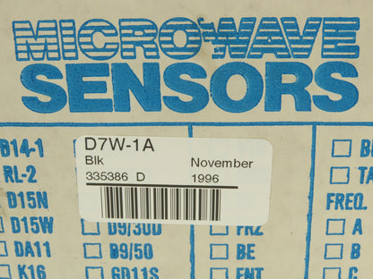 Microwave Sensors D7W-1A Door Opener Motion Sensor 12/24VDC NO - NC Lot of 2