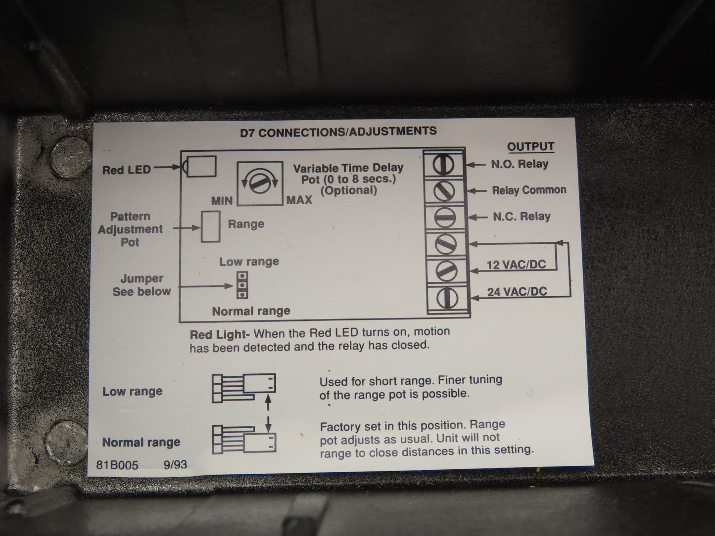 Microwave Sensors D7W-1A Door Opener Motion Sensor 12/24VDC NO - NC Lot of 2