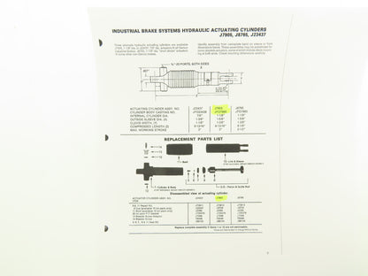 Wagner J7905 Industrial Brake Systems Hydraulic Actuating Cylinder 3" Stroke