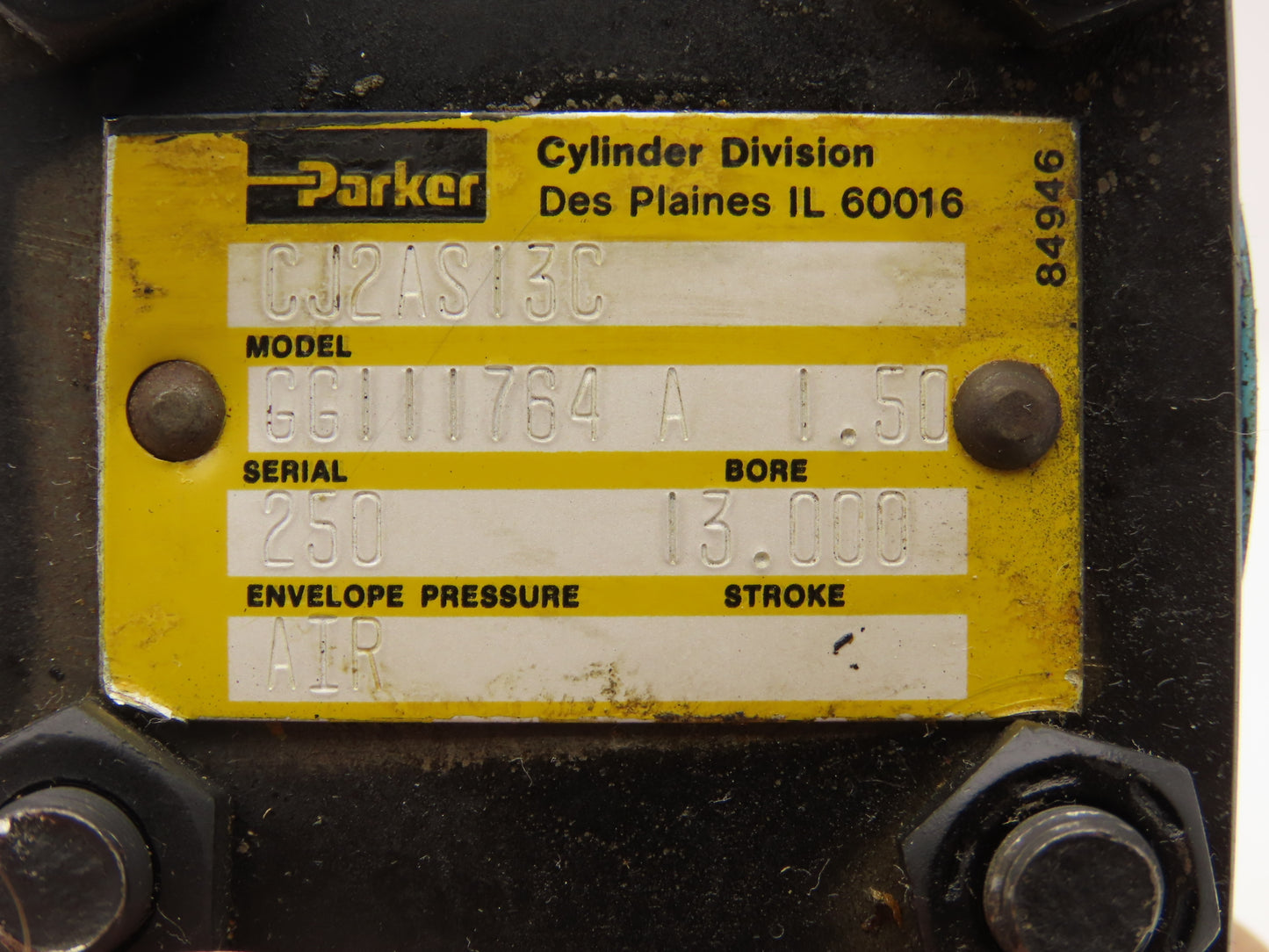 Parker CJ2AS 13C Pneumatic Air Cylinder 1.5" Bore 16" Stroke 250psi