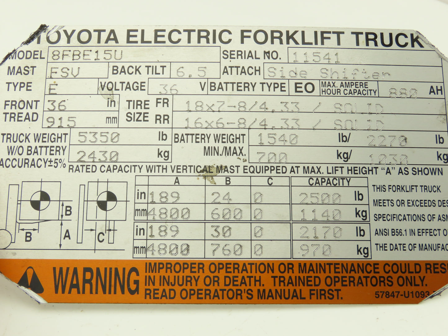 Toyota 57110-12640-71 Electric Forklift Dash Display Meter Controller Assembly
