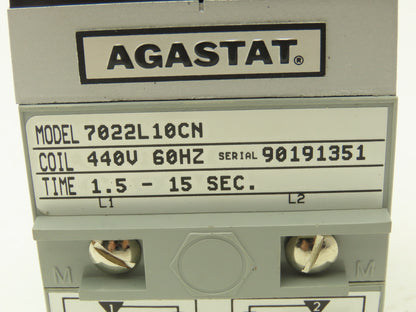 Agastat 7022L10CN Time Delay Relay 1.5-15 Seconds 440V 60Hz