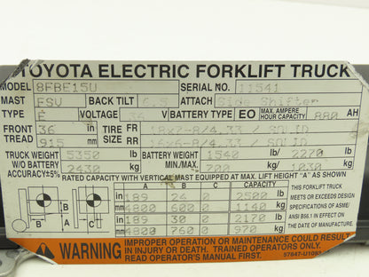 Toyota 24410-12640-71 Electric Forklift OPS Controller Assembly Off Of 8FBE15U