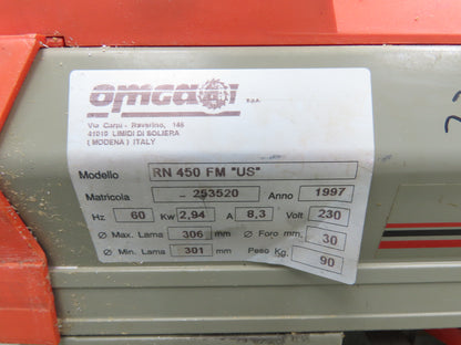 Omga RN 450 FM US Radial Arm Saw 12" Blade 4Hp Motor 18" 450mm Rip 230/460V 3Ph