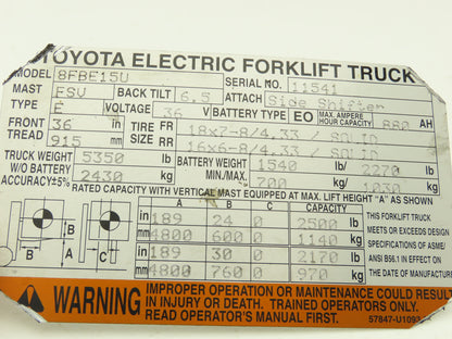 Toyota 58860-1092071 Electric Forklift Brake Rotary Switch Off Of 8FBE15U