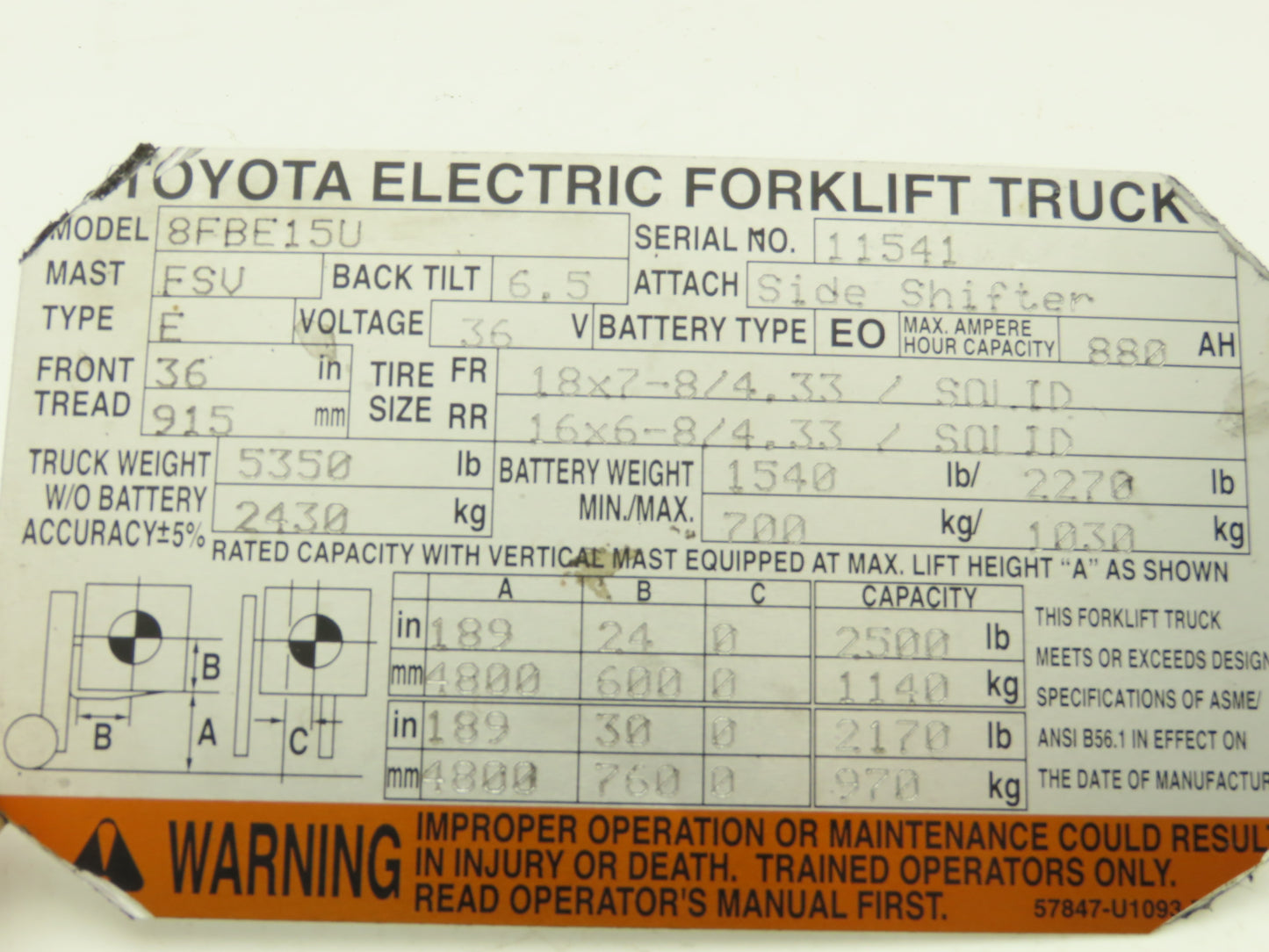 Toyota 58860-1092071 Electric Forklift Accelerator Rotary Switch Off Of 8FBE15U
