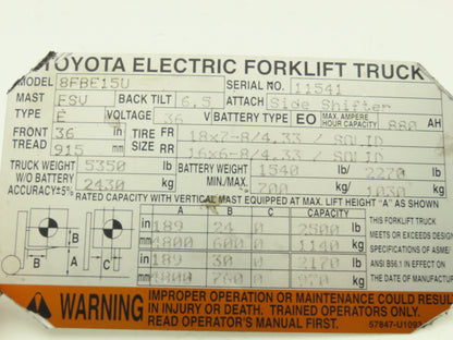 Toyota 58860-1092071 Electric Forklift Accelerator Rotary Switch Off Of 8FBE15U