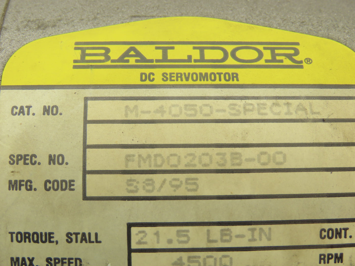 Baldor M-4050-SPECIAL DC Servo Motor 100VDC 4500 RPM 5/8"Shaft