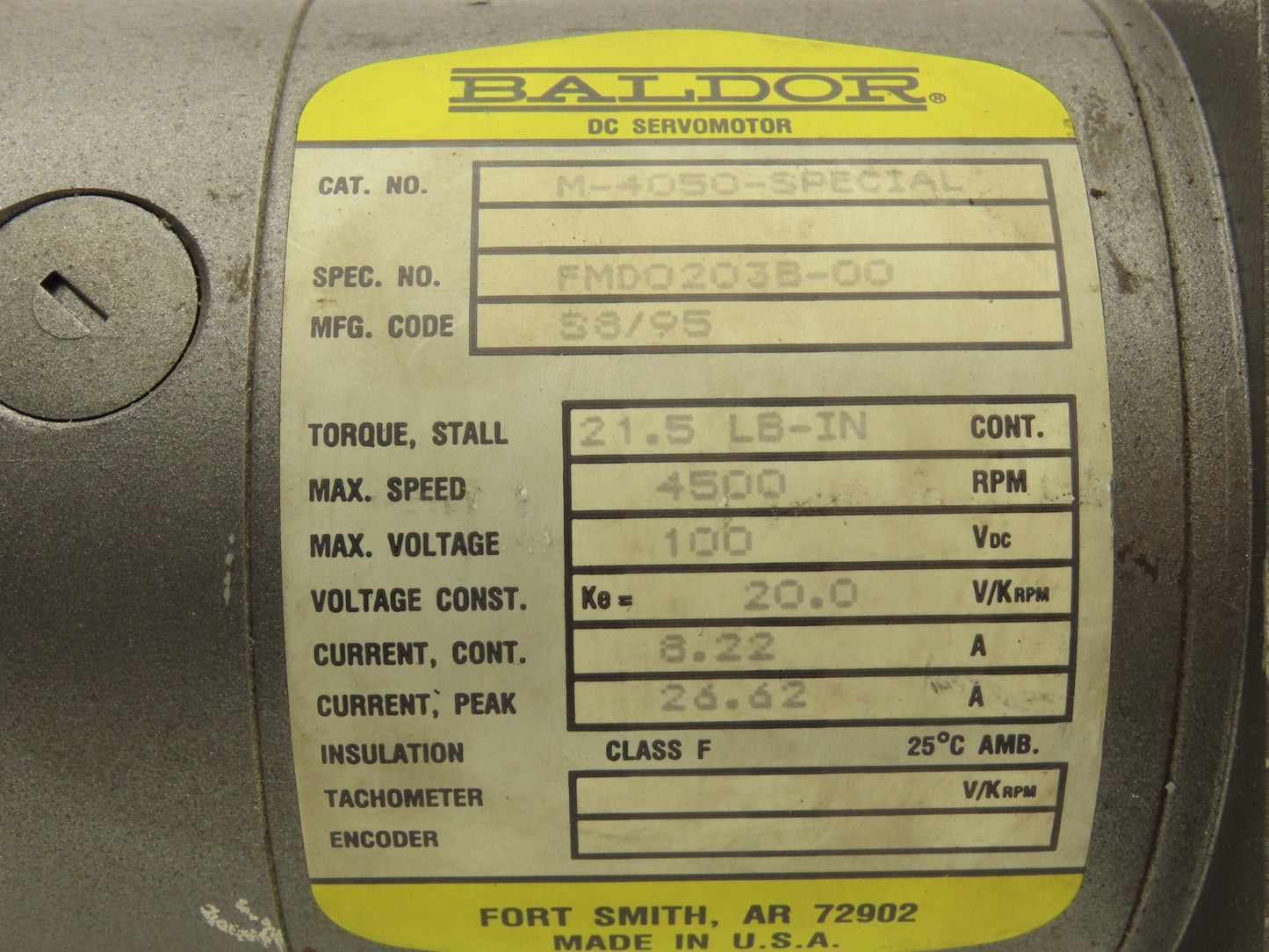 Baldor M-4050-SPECIAL DC Servo Motor 100VDC 4500 RPM 5/8"Shaft