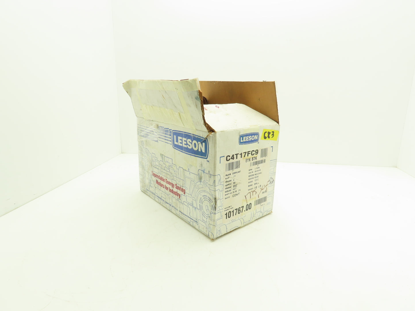 Leeson Electric C4T17FC9B AC Motor 1/4Hp 1725 RPM 230/460V 3PH 56C TEFC