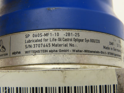 Alpha Wittenstein SP 060S-MF1-10-2B1-2S Planetary Servo Gearbox 10:1 Reducer