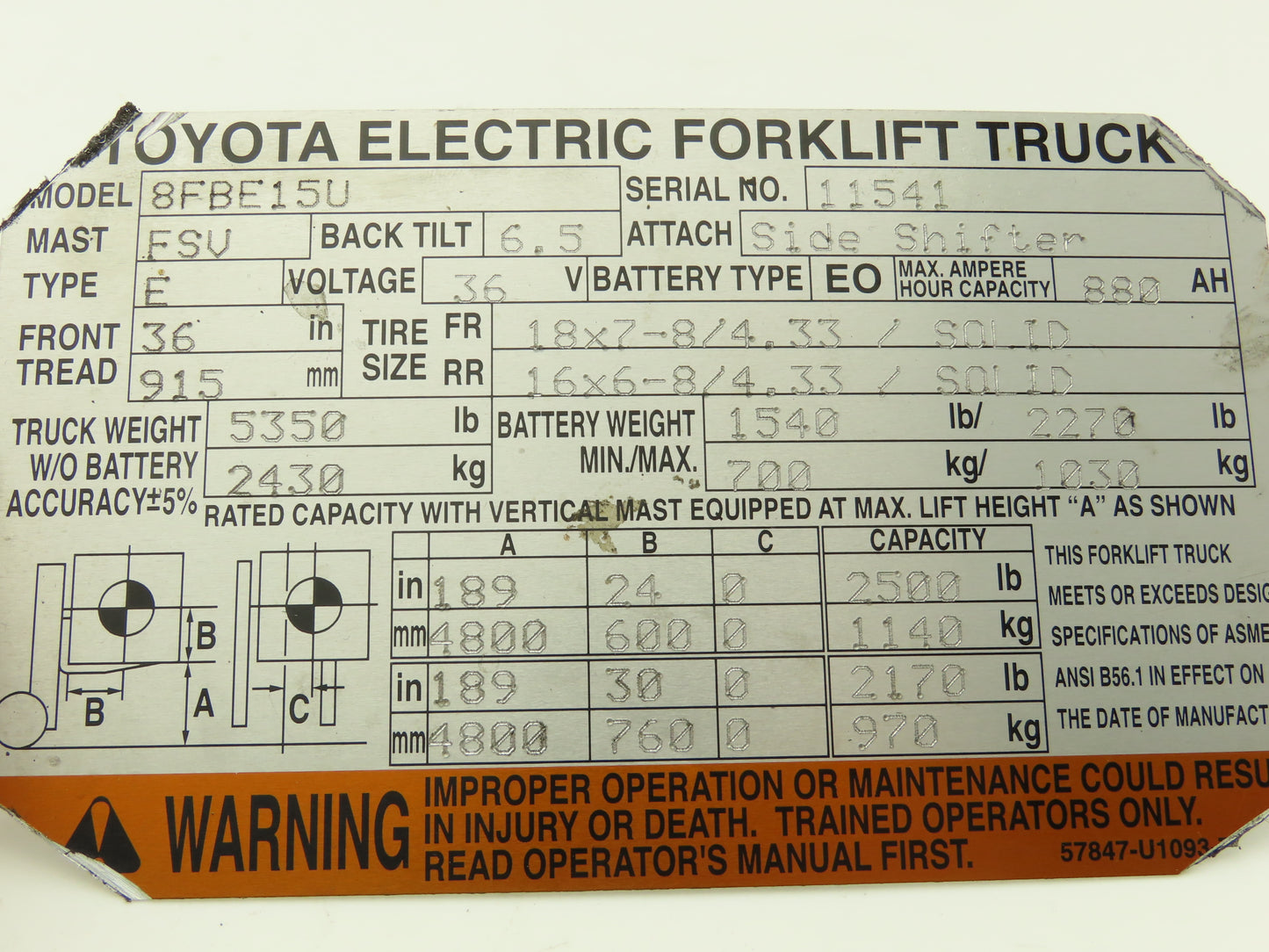 Toyota Electric Forklift Forward & Reverse Selector Gear Switch Off Of 8FBE15U