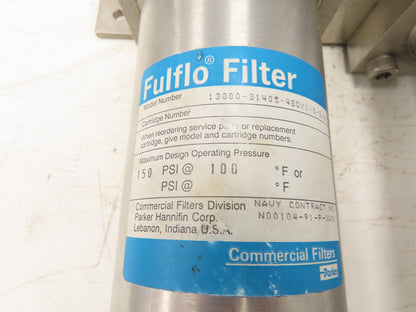 Parker 13800-31405-4BDX1-8-3/4 Fulflo Stainless Dual Filter Housing Assembly