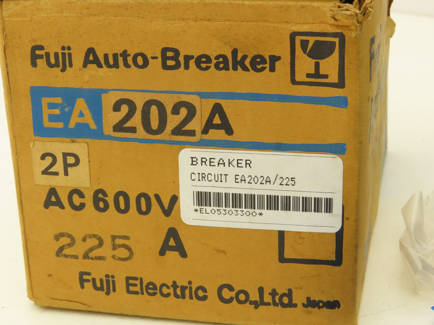 Fuji Electric EA202A  2-Pole Circuit Breaker 225A 600VAC 250VDC 2-Pole