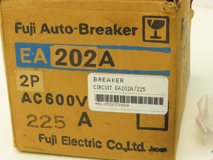 Fuji Electric EA202A  2-Pole Circuit Breaker 225A 600VAC 250VDC 2-Pole