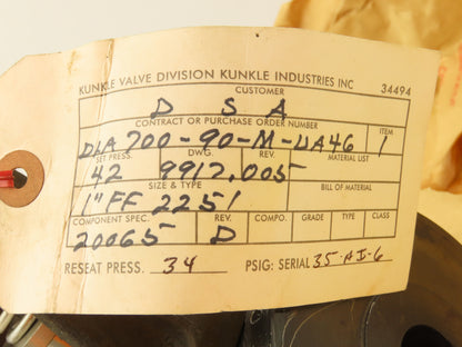 Kunkle FF2251 Safety Relief Steam Valve 1"x 1" Flanged 42 PSI