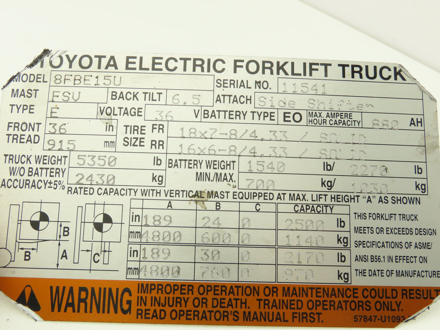 Toyota 24320-12640-71 Forklift AC Motor Contactor Control Panel Off Of 8FBE15U