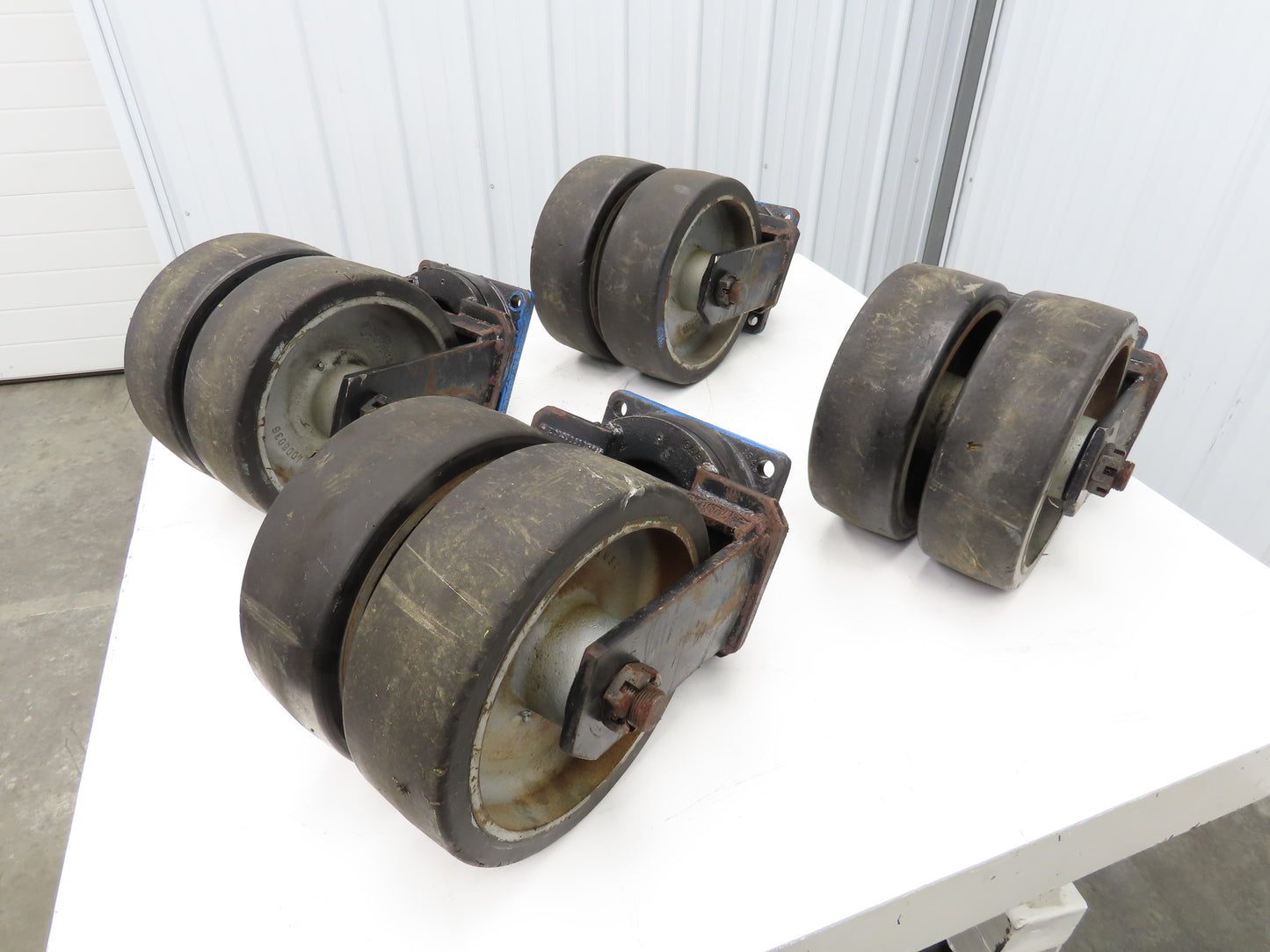 12x4" Swivel Plate Caster Polyurethane Dual Wheel Kingpinless  Set of 4