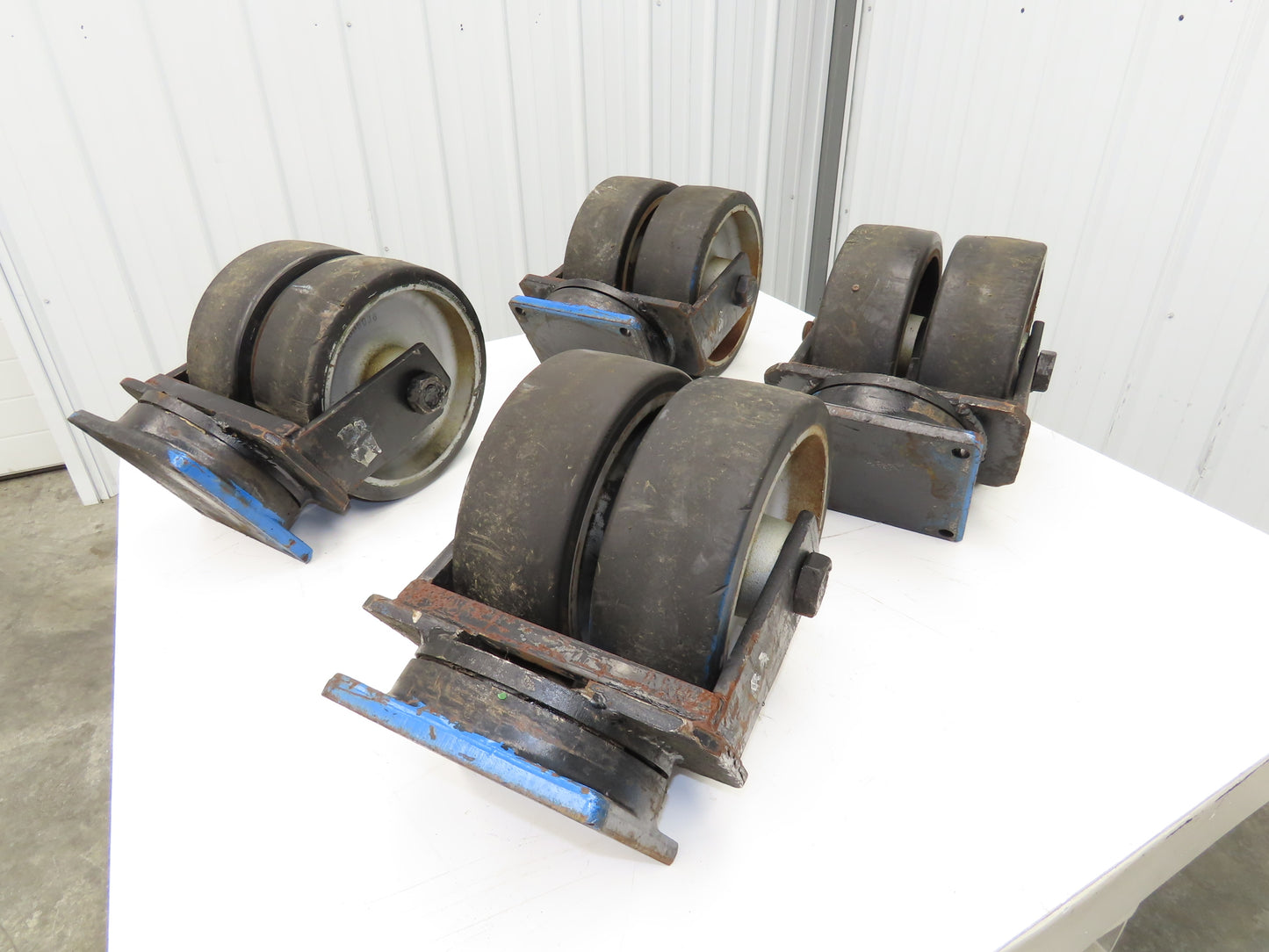 12x4" Swivel Plate Caster Polyurethane Dual Wheel Kingpinless  Set of 4