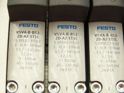 Festo VSVA-B-B52-ZD-A2-1T1L Solenoid Valve 12-Station Manifold 24V w/Bus Node