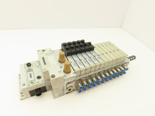 Festo VSVA-B-B52-ZD-A2-1T1L Solenoid Valve 12-Station Manifold 24V w/Bus Node