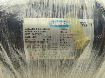 Leeson Electric  M4C17FC33 AC Motor 1/2Hp 1725 RPM 115/208-230V 1PH S56C TEFC