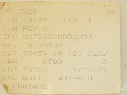 M27500-18SD2U23 18AWG 2 Conductor Wire Tefzel Aircraft Cable Military Spec 500Ft