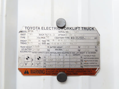 Toyota R12640 Forklift Right Front Drive Axle & Motor Assembly 5-Lug Off 8FBE15U