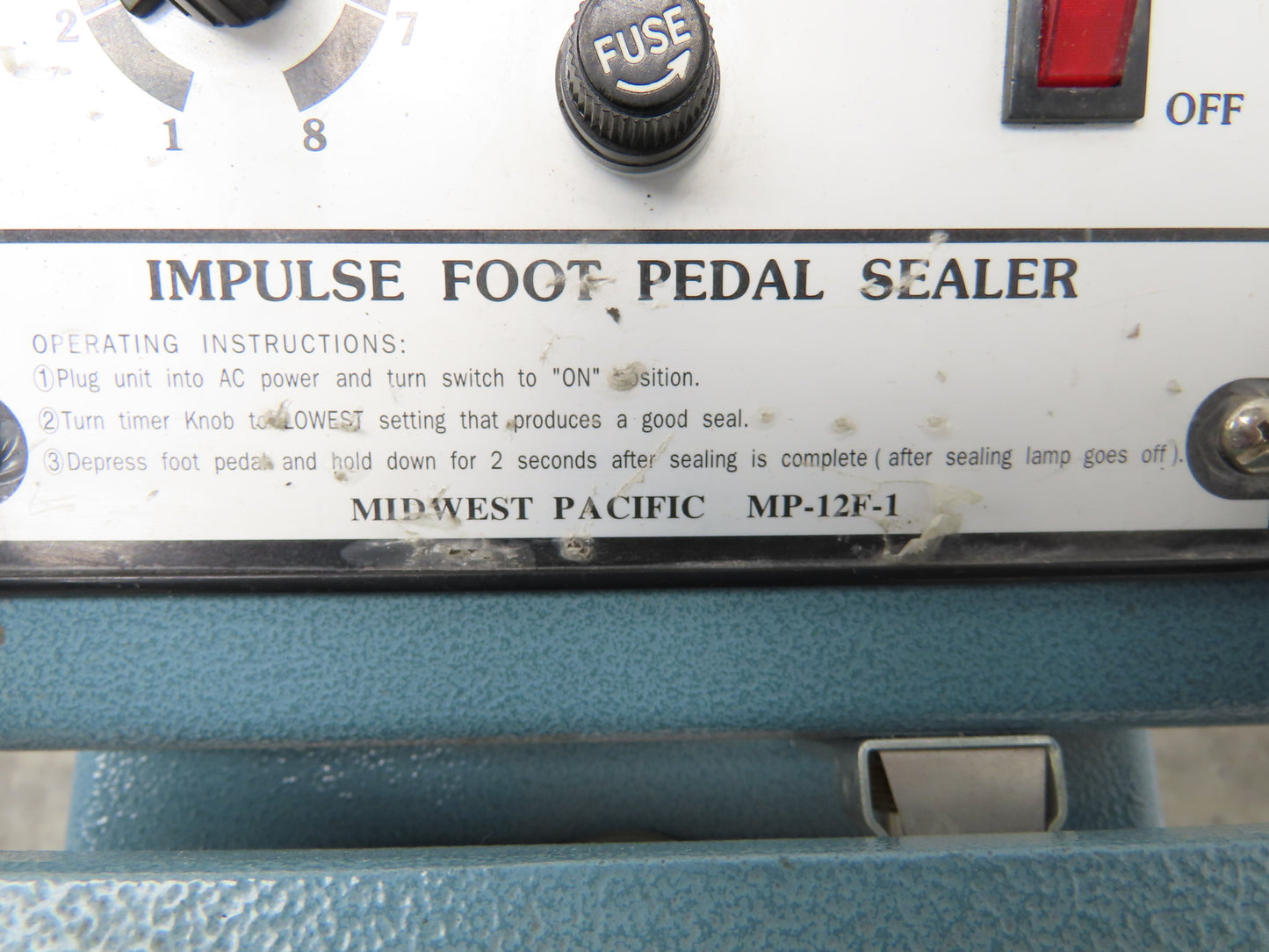 Midwest Pacific MP-12F-1 12" Foot-Operated Impulse Sealer 120V Heat Seal