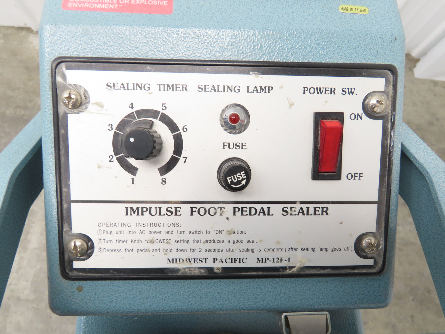 Midwest Pacific MP-12F-1 12" Foot-Operated Impulse Sealer 120V Heat Seal