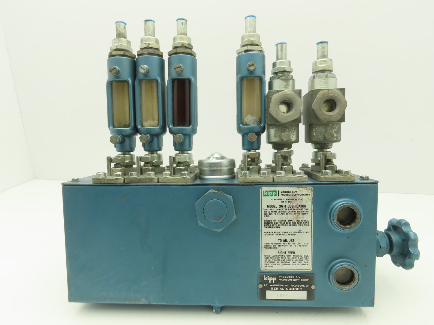 Madison Kipp SVH 6-Point Lubricator Sight Feed Oiler Pump 5 Liter Tank