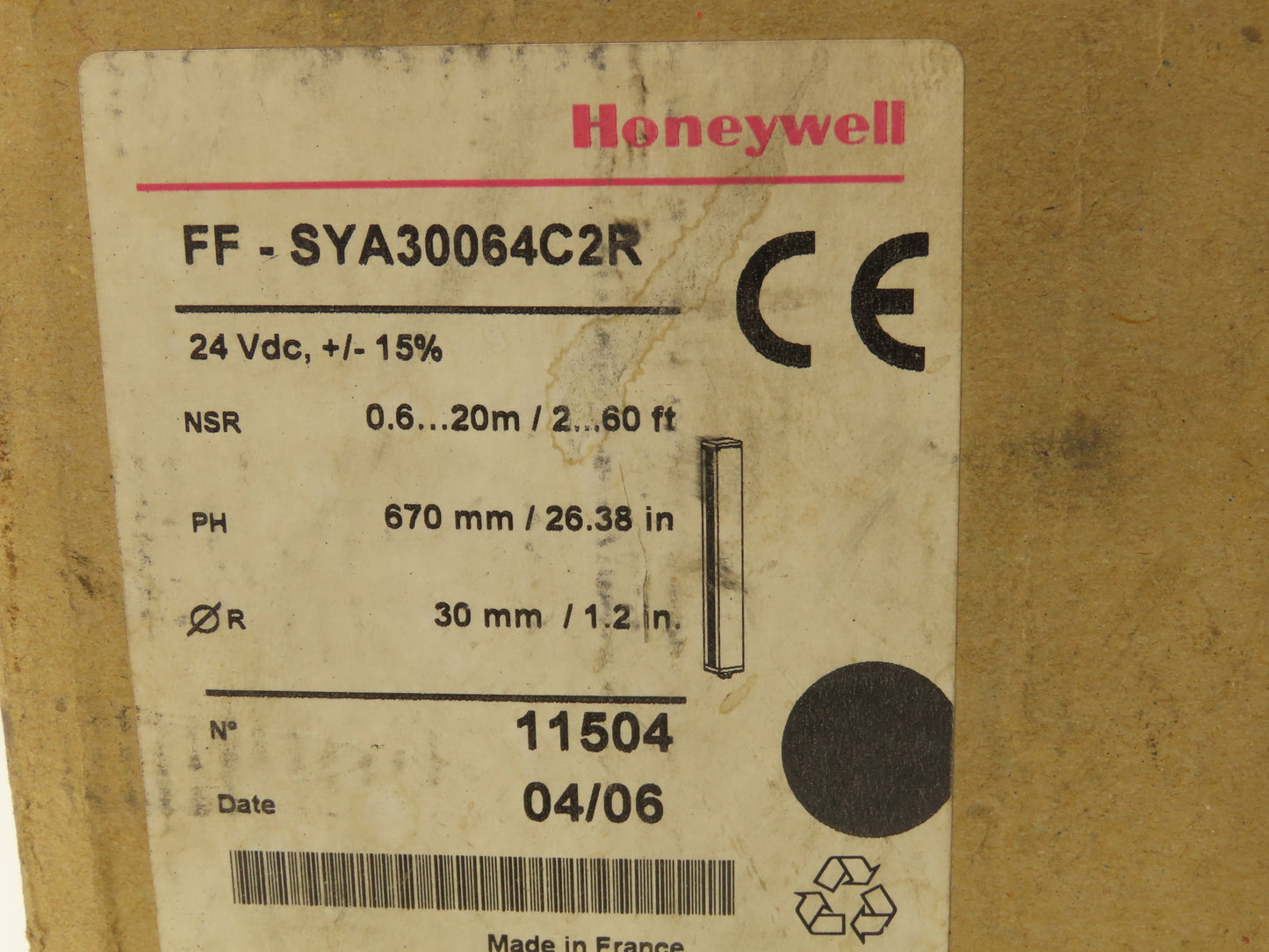 Honeywell FF-SYA30064C2R Safety Light Curtain Emitter Transmitter Set 670mm L