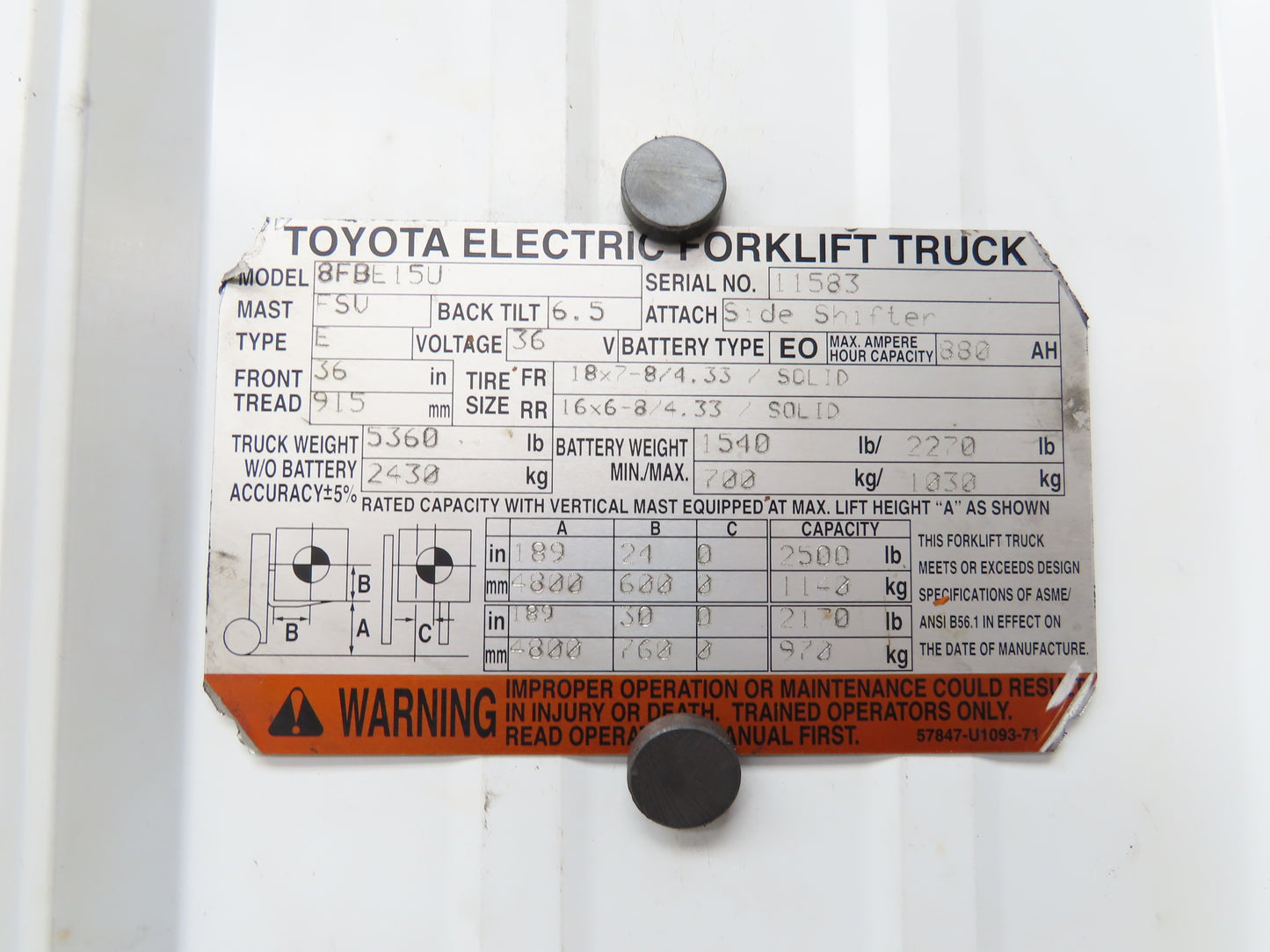 Toyota 8FBE15U Electric Forklift Dual-Wheel Rear Axle Drive Assembly Off 8FBE15U