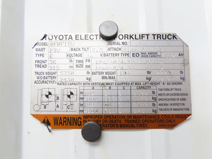 Toyota R12640 Forklift Right Front Drive Axle & Motor Assembly 5-Lug Off 8FBE15U