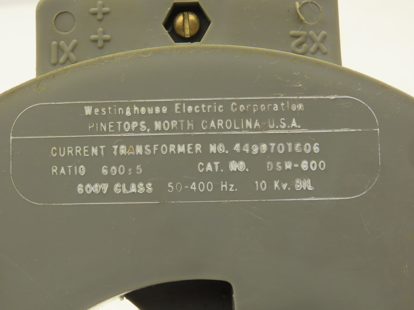 Westinghouse 449D701G06 Current Transformer 600:5 Ratio Body Class 50-400Hz
