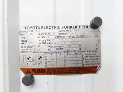 Toyota Electric Forklift Steering Column Shroud Cover W/Key Removed From 8FBE15U