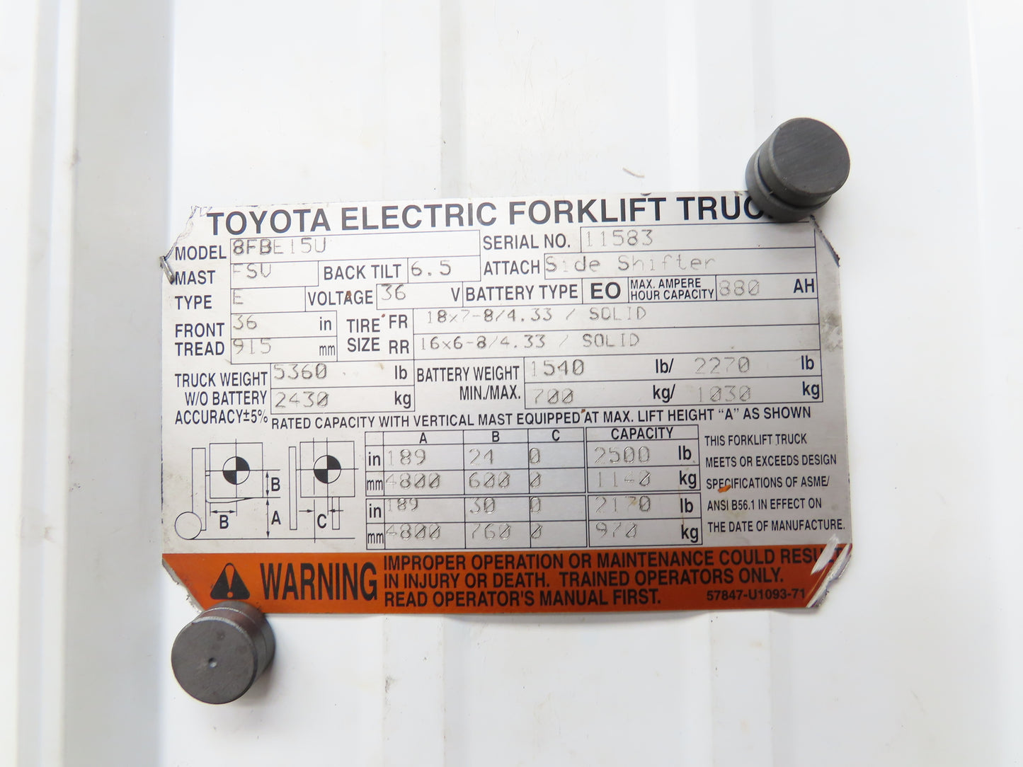 Toyota Electric Forklift Forward & Reverse Selector Gear Switch Off 8FBE15U Read