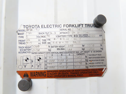 Toyota Electric Forklift Light Control Selector Switch Removed From 8FBE15U