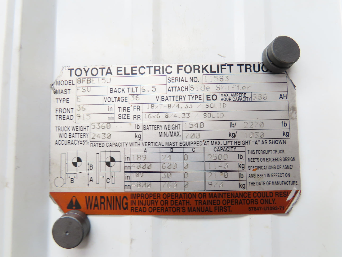Toyota Electric Forklift Hydraulic Pump Motor 36V Removed From 8FBE15U
