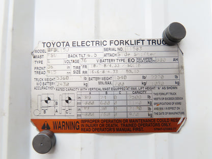 Toyota Electric Forklift Hydraulic Pump Motor 36V Removed From 8FBE15U