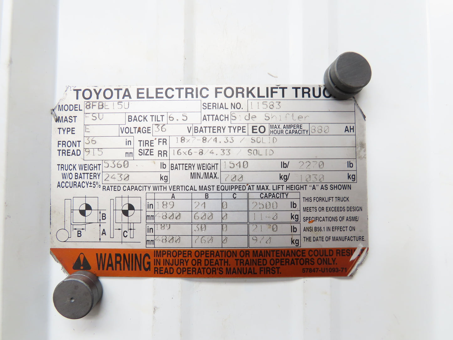 Toyota 24410-12640-71 Electric Forklift OPS Controller Assembly Off Of 8FBE15U