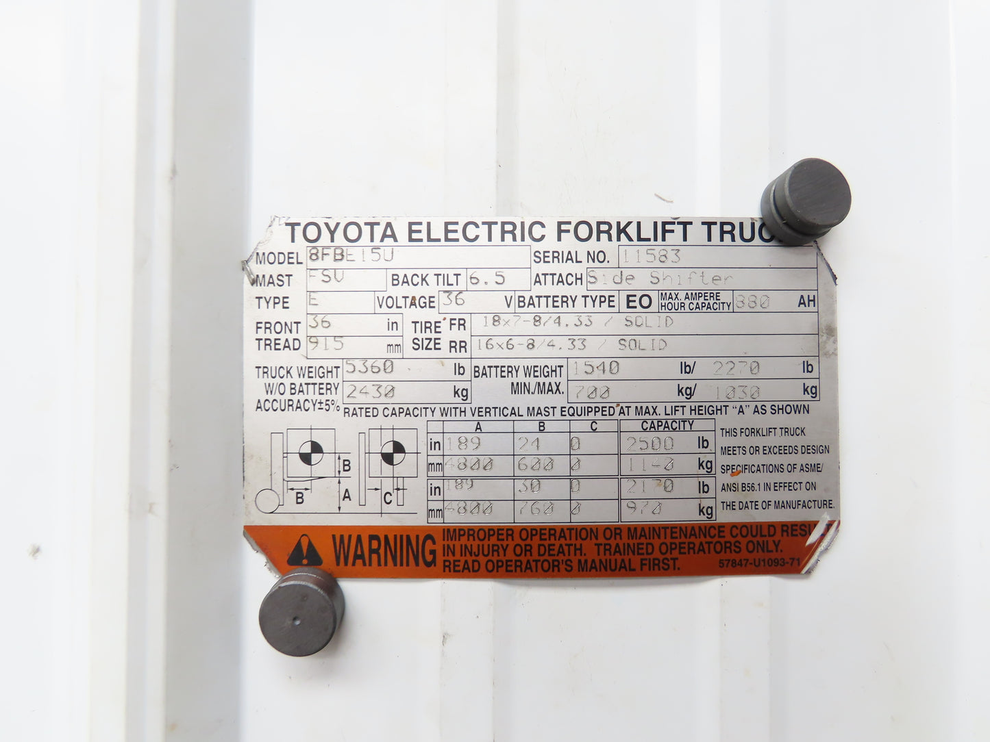Toyota 48M450F-AB-12 Forklift AC Motor Drive Controller Removed From 8FBE15U