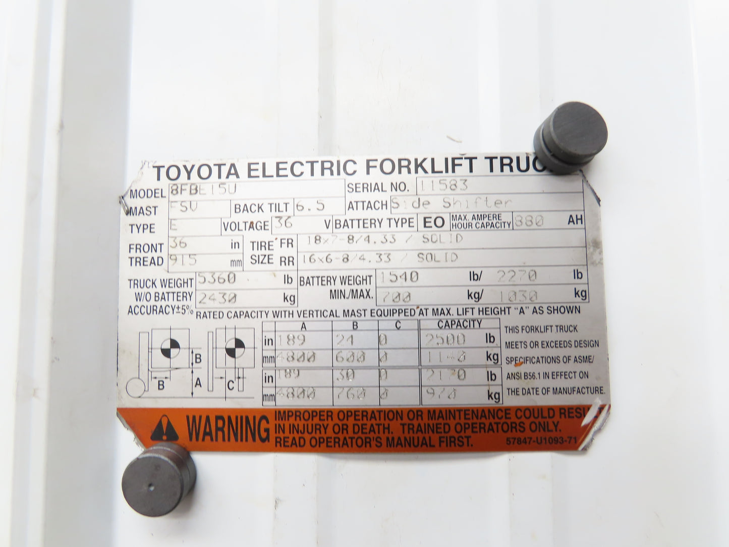 Toyota 67620-U1361-71 Hydraulic 3-Spool Forklift Mast Control Valve From 8FBE15U