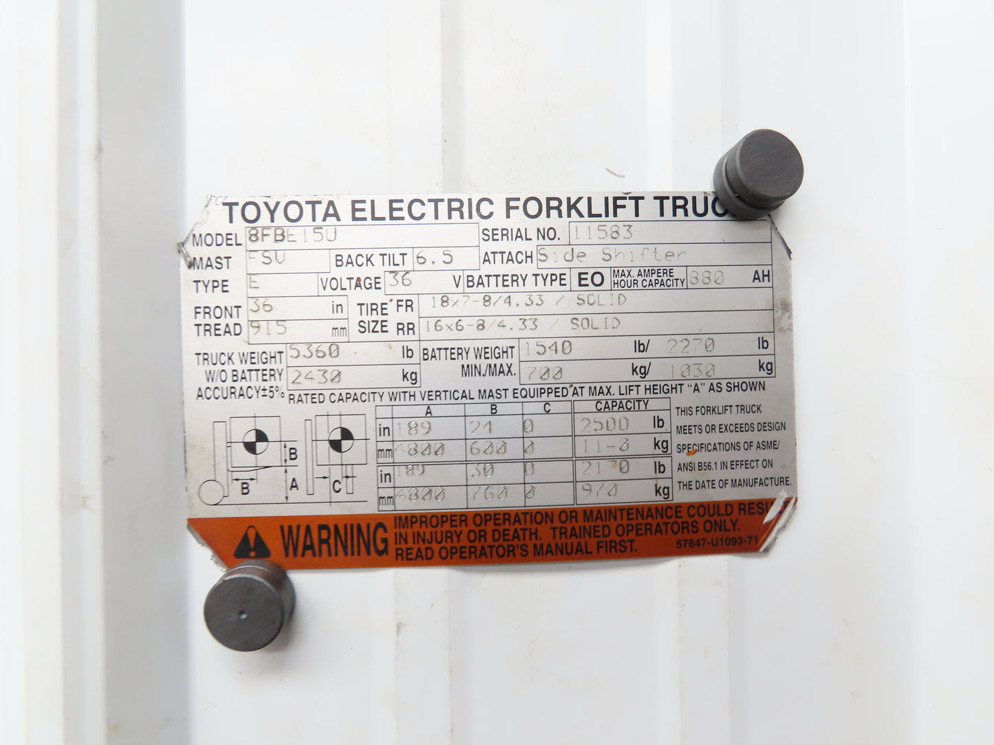 Toyota Electric Forklift Three Lever Control With Lift Tilt Shift From 8FBE15U