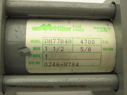 Miller Fluid Power DH77B4B Hydraulic Cylinder 1-1/2" Bore 1" Stroke Double End