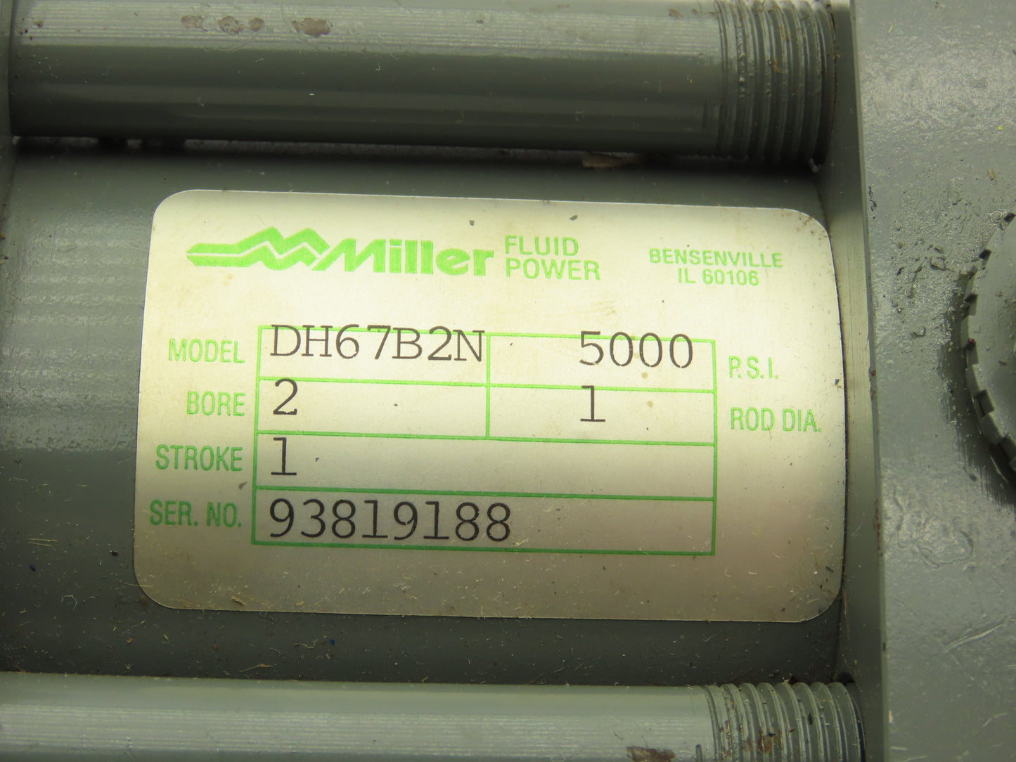 Miller Fluid Power DH67B2N Hydraulic Cylinder 2" Bore 1" Stroke Double End
