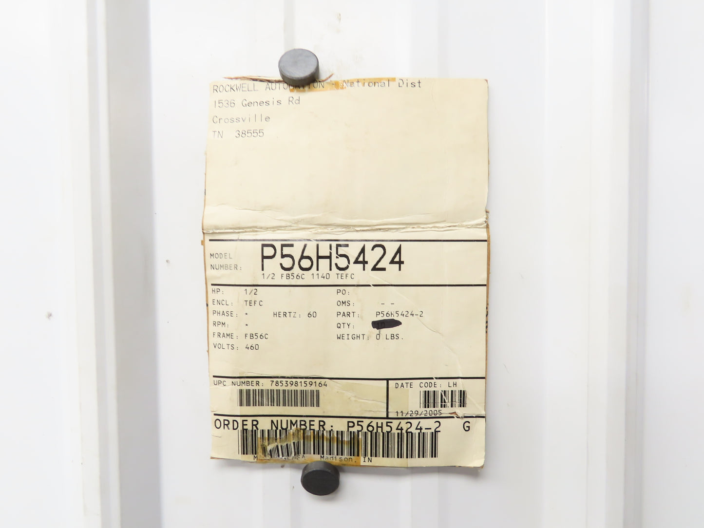 Reliance Electric P56H5424 AC Motor 1/2 HP 1140 RPM 230/460V 3Ph TE FB56C