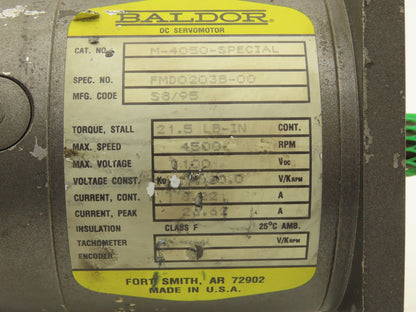 Baldor FMD0203B-00 DC Servo Motor 4500RPM 21.5 IN-LB