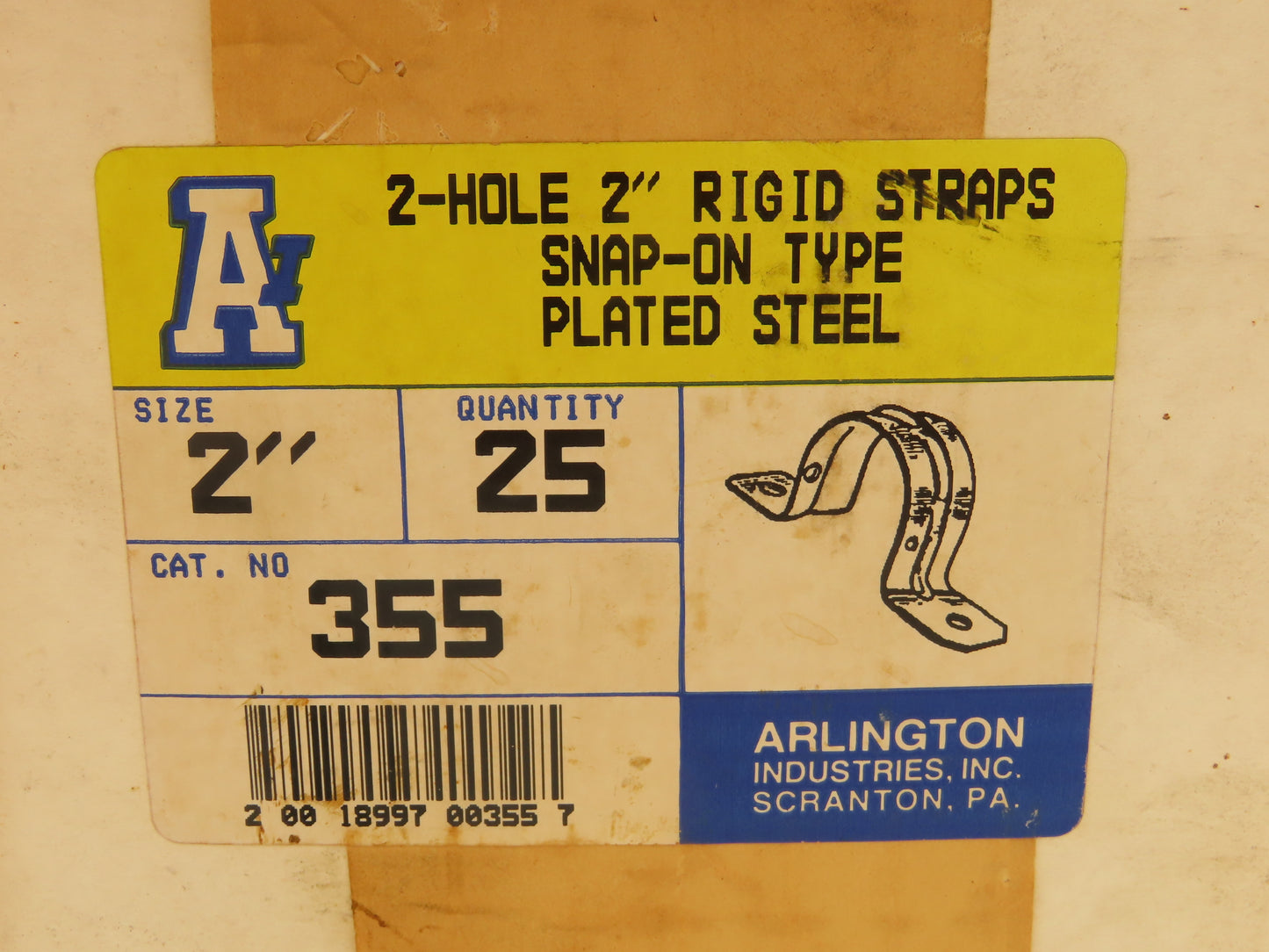 Arlington Industries 355 2" 2-Hole Rigid Conduit Strap Plated Steel  Lot of 75